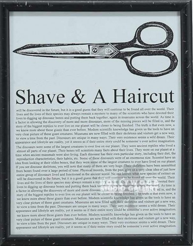 12X9 "SHAVE & A HAIRCUT" BLK FRAME