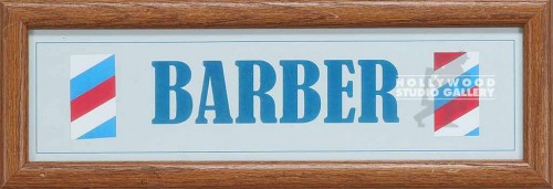 6X18 "BARBER"SIGN/BRWN WOOD FRM