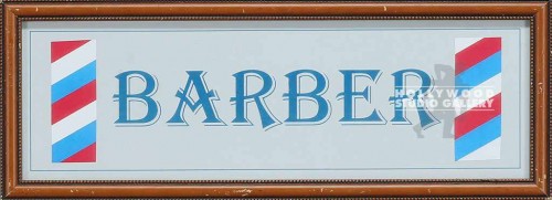 6X18 "BARBER"SIGN/BRWN WOOD FRM