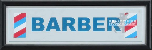 6X18 "BARBER"SIGN/BLK WOOD FRM