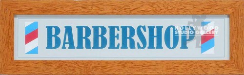 6X19 "BARBERSHOP"SIGN/BRWN WOOD FRM