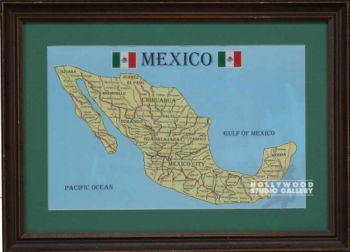 16X22 BRN FRM/MAP CLOSE UP/MEXICO/