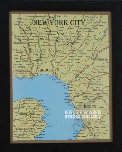 16X13 BLK FRM/MAP CLOSE UP/NEW YORK