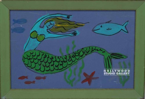 14X20 BLUE PPR/ KID DRAWING/MERMAID