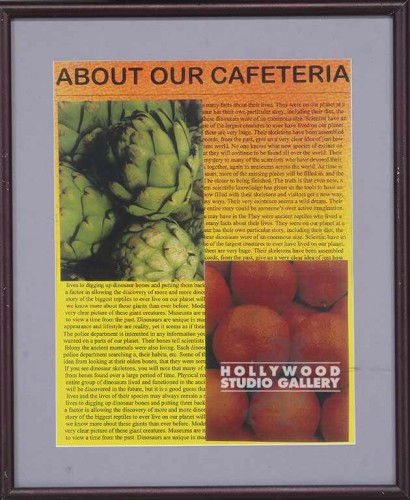18X15 MTL FRM/"ABOUT OUR CAFETERIA"