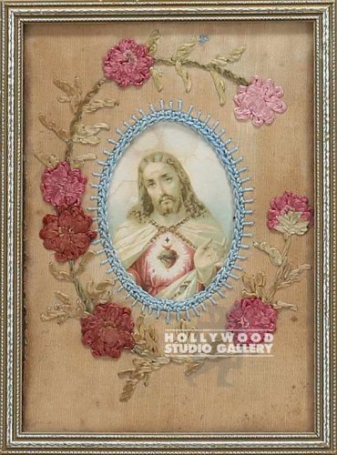 8X6EMBROIDED MAT/GLD FRM/JESUS/RELG