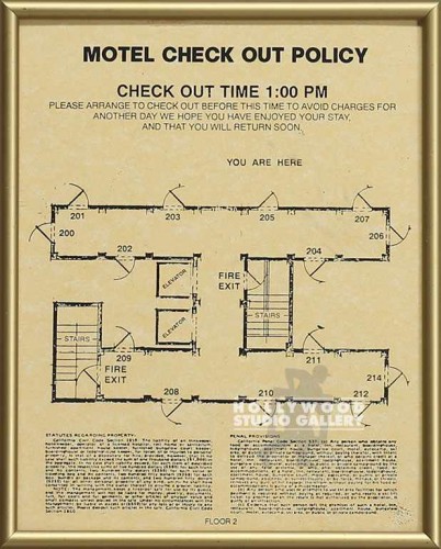 10X8 MOTEL CHECK OUT POLICY-MAP/GLD
