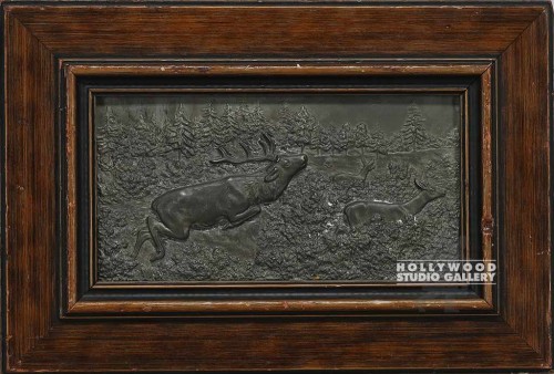 10X15 DEER SCENE-METAL RELIEF/WOOD