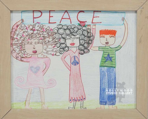 13X16 SUNNY/ "PEACE" 2 GIRLS 1 BOY
