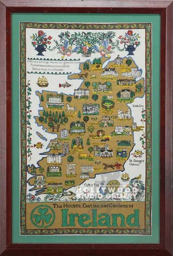 33X22 IRELAND MAP/ BROWN WOOD FRAME