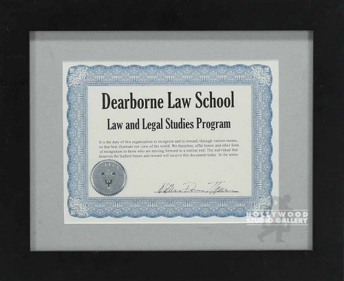 13X16 BLK FRM/CERTF./DEARBORNE LAW