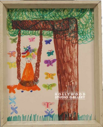 15X12SONNY DRWG/GIRL/SWING/BUTTEFLS
