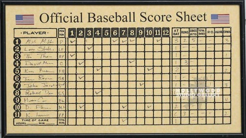 10X17OFFICIAL BASEBALLSHEET/BLK FM