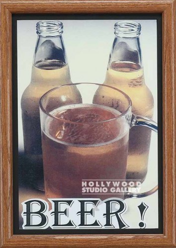 18X12 BRWN FRM/ "BEER"/ BOTTLES