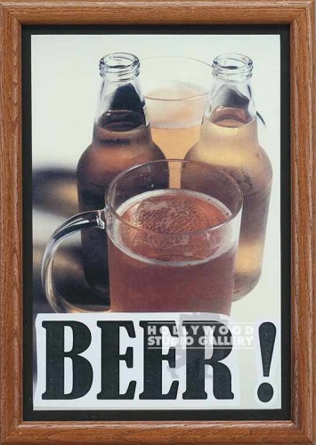 18X12 BRWN FRM/ "BEER"/ BOTTLES____