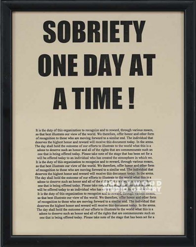 12X9 "SOBRIETY ONE DAY AT A TIME"