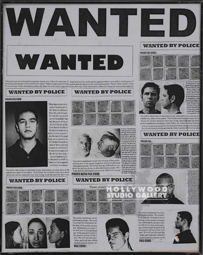 20X16 BLK MTL FRM/POLICE/ "WANTED"
