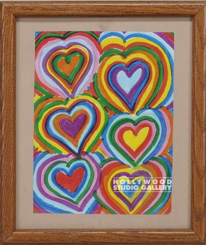 14X12 BRWN FRM/ MULTI CLRD HEARTS