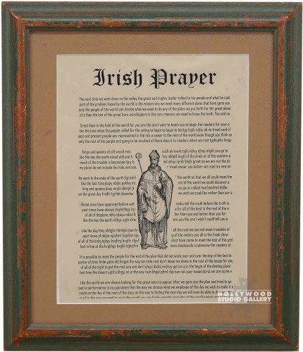 15X13 WD GREEN FRM/ "IRISH PRAYER"