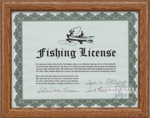 10X12 WOOD FRAME/ FISHING LICENSE