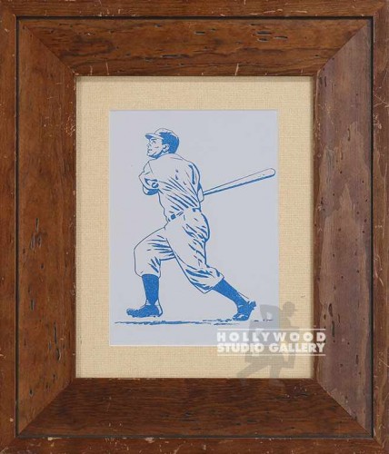 21X18 BRWN FRM/BLUE BASEBALL BATTER