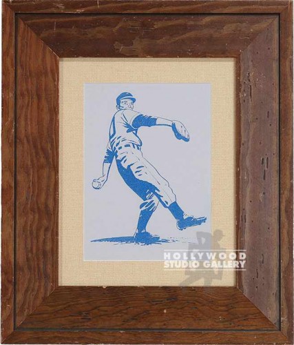 21X18BRWN FRM/BLUE BASEBALL PITCHER