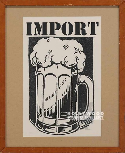 20X16 BRWN FRM/ "IMPORT"/BEER MUG