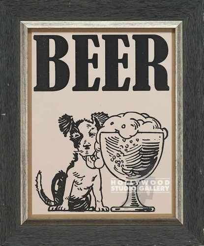 18X15BLACK FRM/BEER/PUPPY/BEER MUG