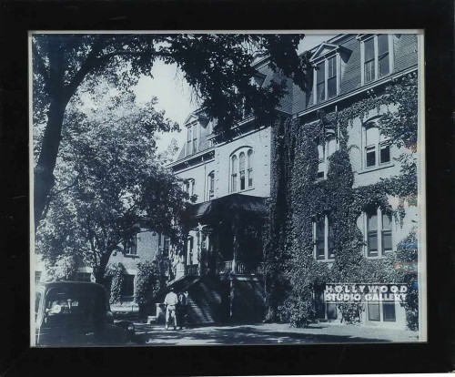 9X11 B/W SCHOOL BUILDING/TREES/BLK