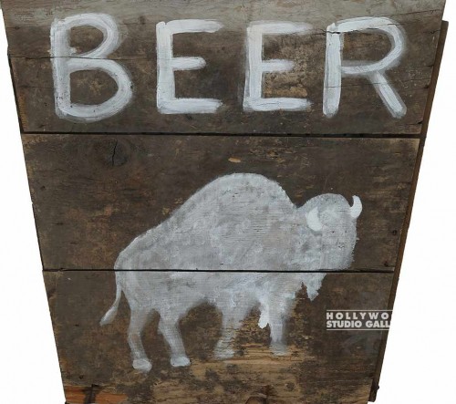 22x24 Rustic Wood/Beer Buffalo