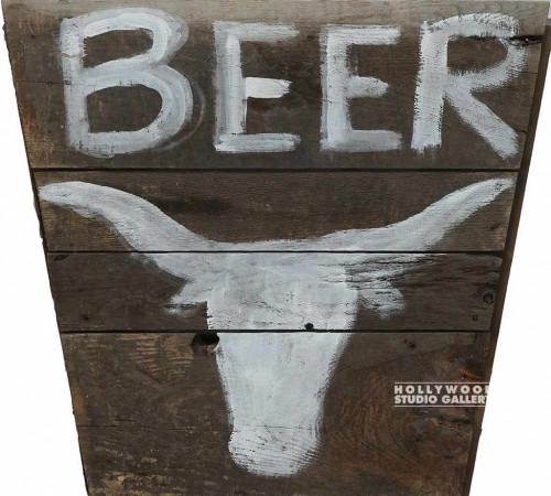 22x24 Rustic Wood/Beer Steer