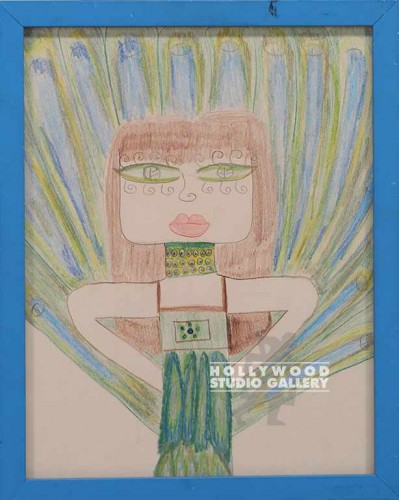 15X12 BLUE FRAME/SUNNY PEACOCK GIRL