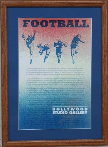 22X16 BRWN FRM/ FOOTBALL/BLUE MAT
