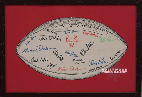 14X20 BRWN FRM/FOOTBALL SIGNED/RED