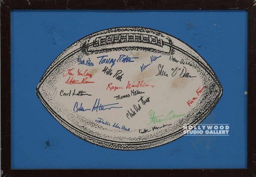 14X20 BRWN FRM/FOOTBALL SIGNED/BLUE
