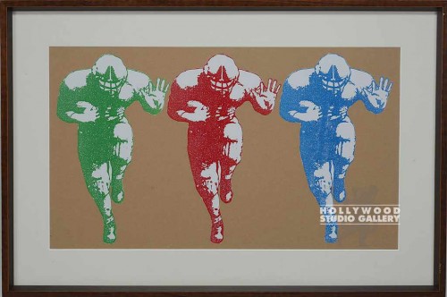 23X34 BRWN FRM/ 3 FOOTBALL RUNNERS