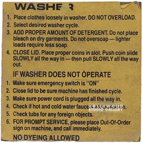 8x8 WASHER-INSTRUCTIONS UNFRAMED