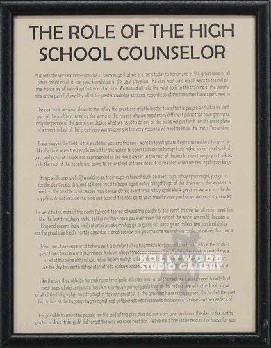 11X9 "ROLE OFHIGHJ SCHOOL COUNSLR"