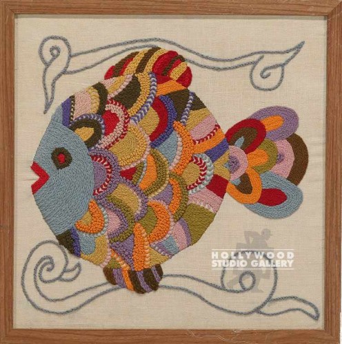 21X21BRWN FM/EMBRODRD CLR FISH/WOOD
