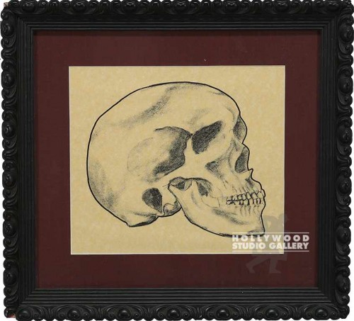 18X20 BLK FRM/ SKETCH OF SKULL