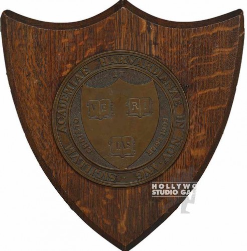 17x16 SHIELD BRASS WOOD PLAQUE