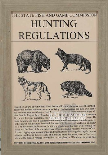 16X11 WOOD FRM/ HUNTING REGULATIONS