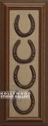 27X10 BRWN FRM/4 FRAMED HORSESHOES