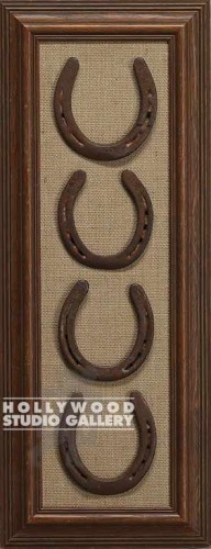 27X10 BRWN FRM/4 FRAMED HORSESHOES