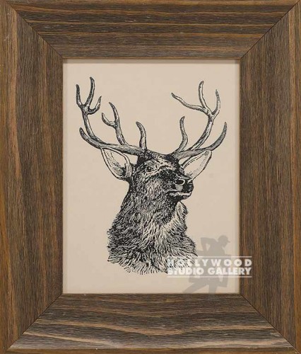 16X14 BRWN WD FRM/DEER HEAD GRAPHIC