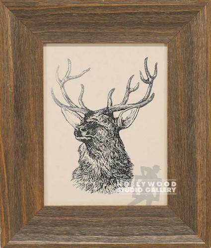 16X14 BRWN WD FRM/DEER HEAD GRAPHIC