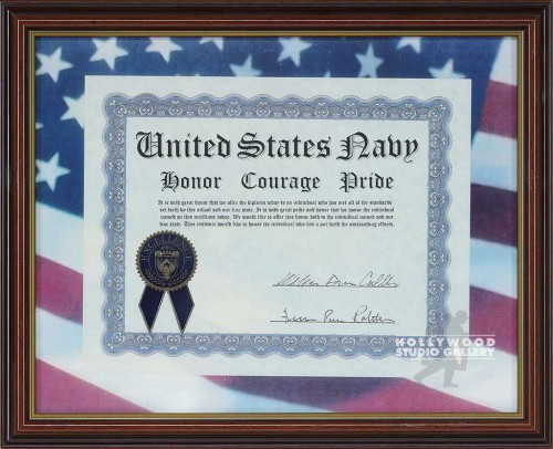 13X16BRWN WD FM/UNTD STS NAVY/CERT