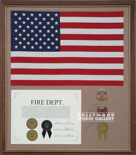 21X24 BRN FM/AMERICN FLG/ FIRE DEPT