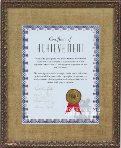 16X13 CERT OF ACHIEVMENT/GLD MAT/FR