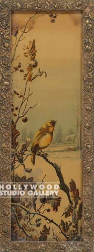 22X8 ANTQ SEPIA BIRD-TREE/ORN.GOLD
